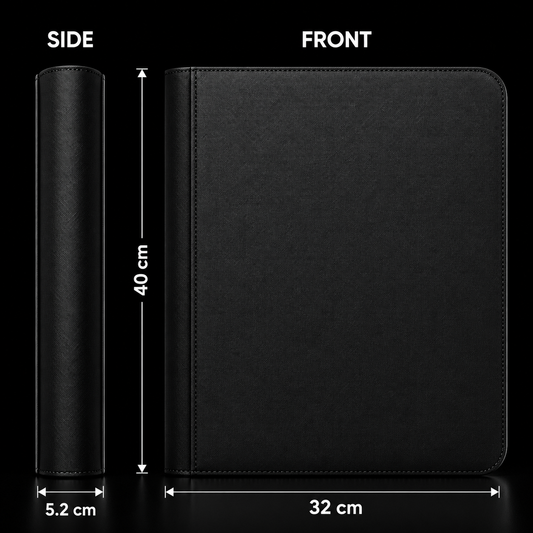 Black PU leather 9-pocket trading card binder 360 card capacity - Acrylior Greece