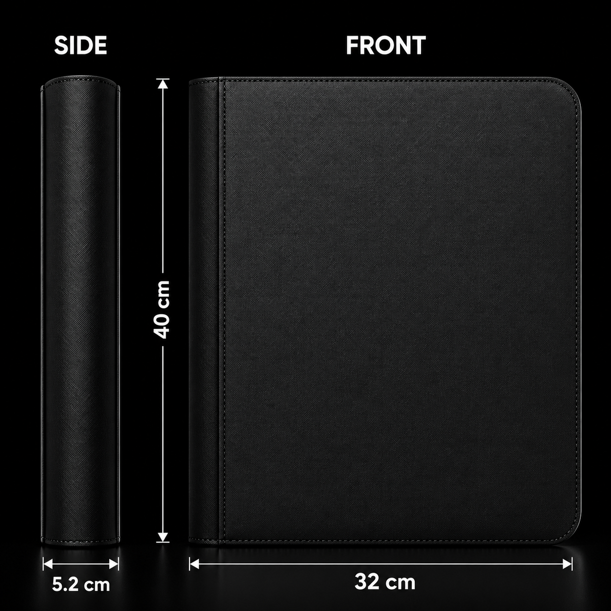 Black PU leather 9-pocket trading card binder 360 card capacity - Acrylior Greece
