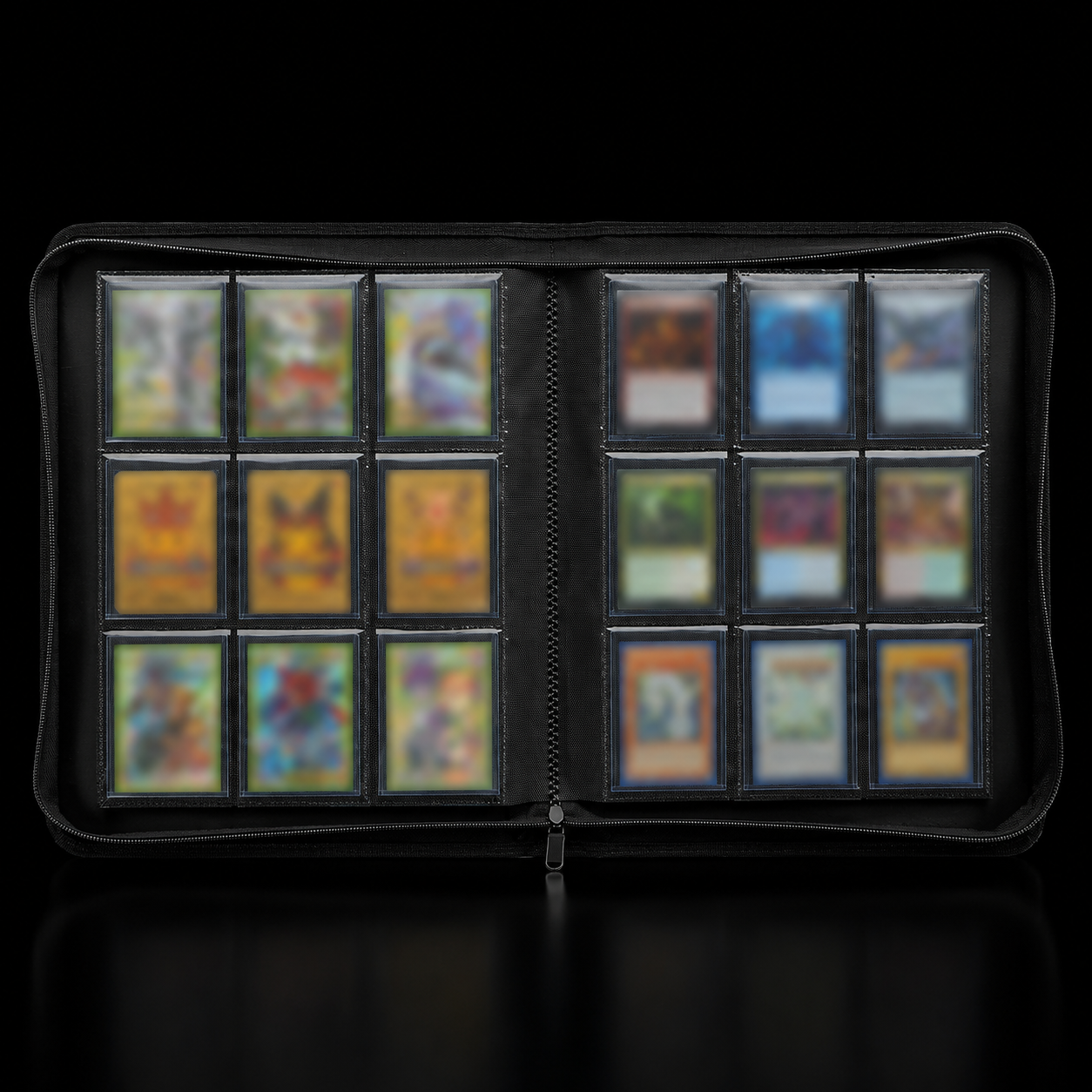 Black PU leather 9-pocket trading card binder 360 card capacity - Acrylior Greece
