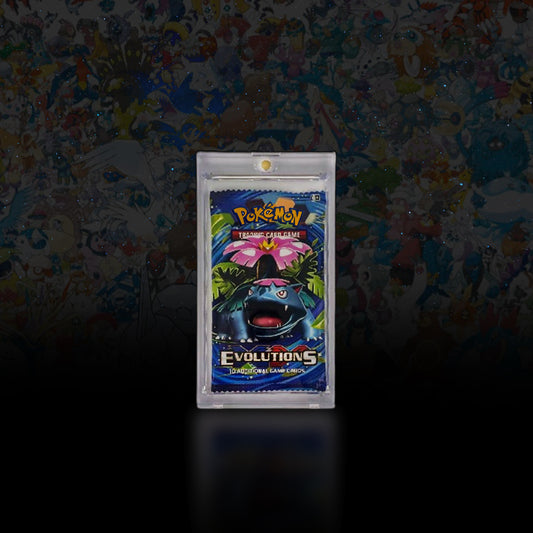 Pokemon Booster Pack protective case, clear plastic, clip closure
