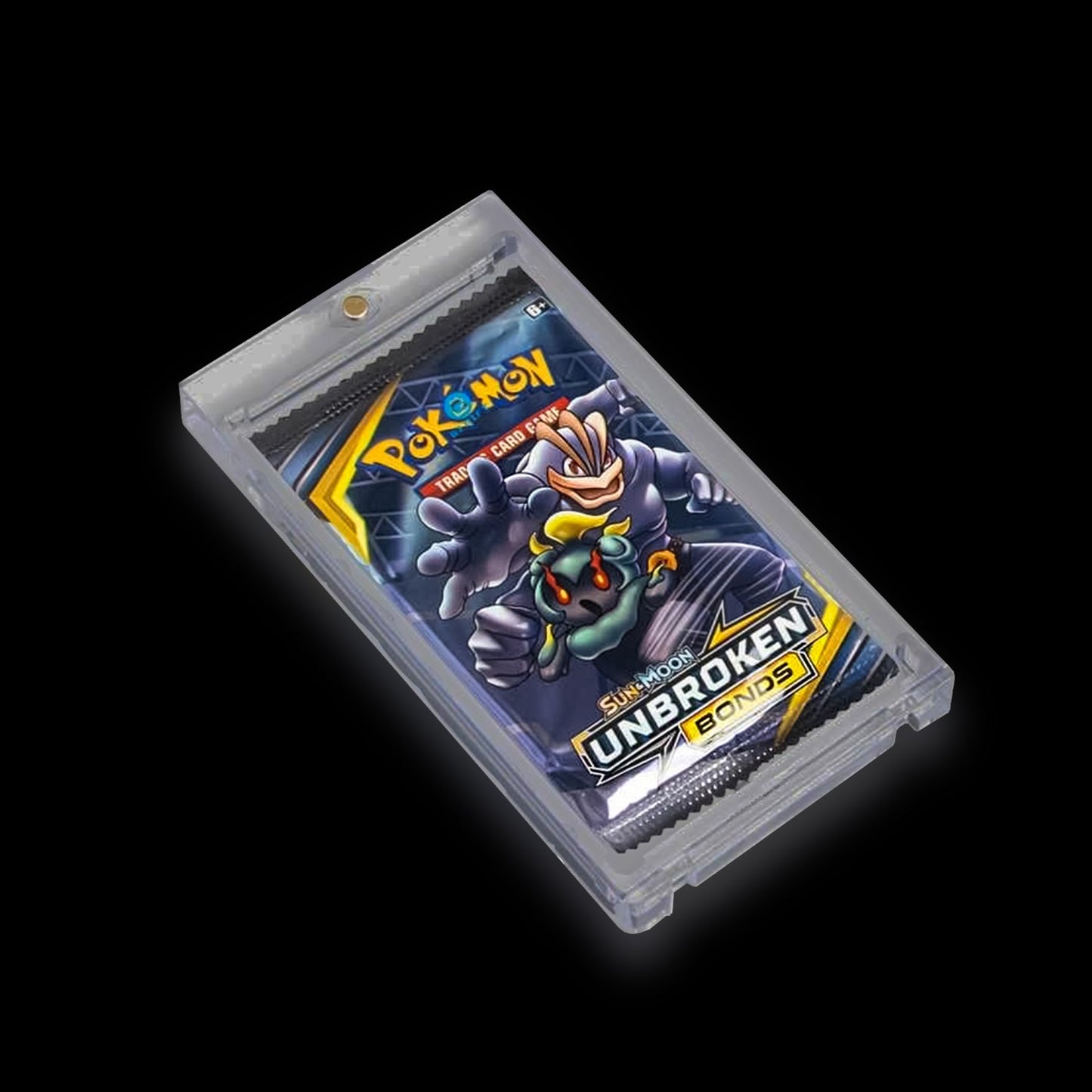 Pokemon Booster Pack protective case, clear plastic, clip closure