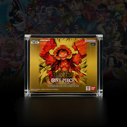 One Piece PRB-01/PRB-02 Booster Box acrylic display case, crystal clear, magnetic lid